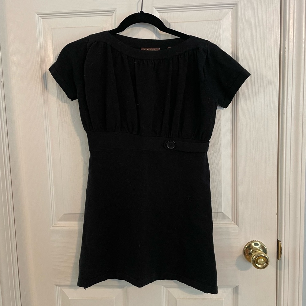 525 America Black Ruched Sheath Mini Dress